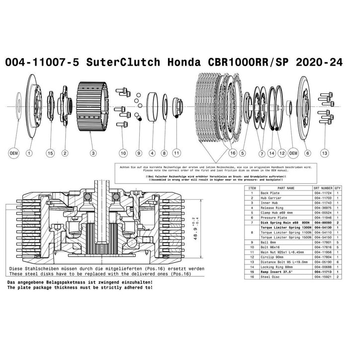 SuterClutch '20-'24 Honda CBR1000RR / SP