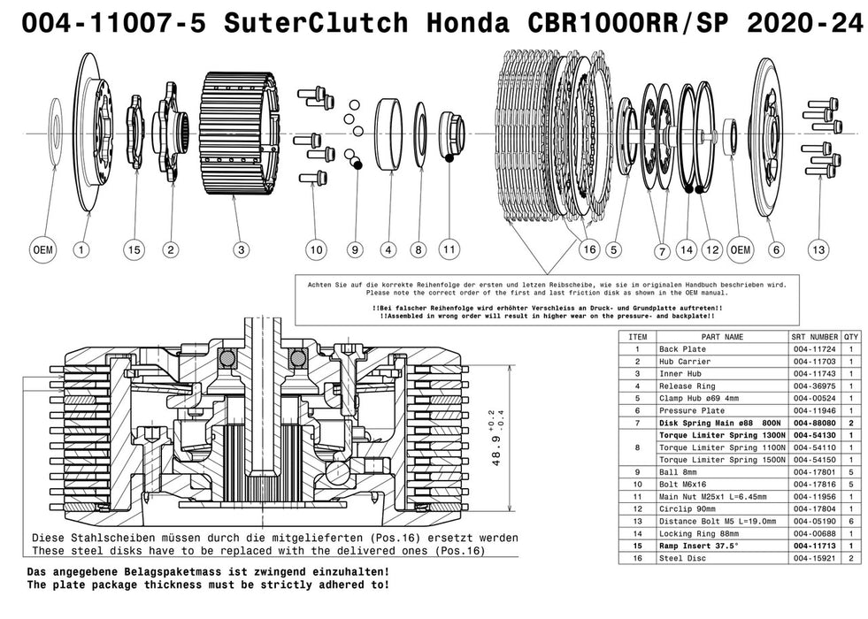 SuterClutch '20-'24 Honda CBR1000RR / SP