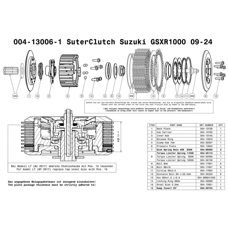 SuterClutch '09-'24 Suzuki GSXR 1000