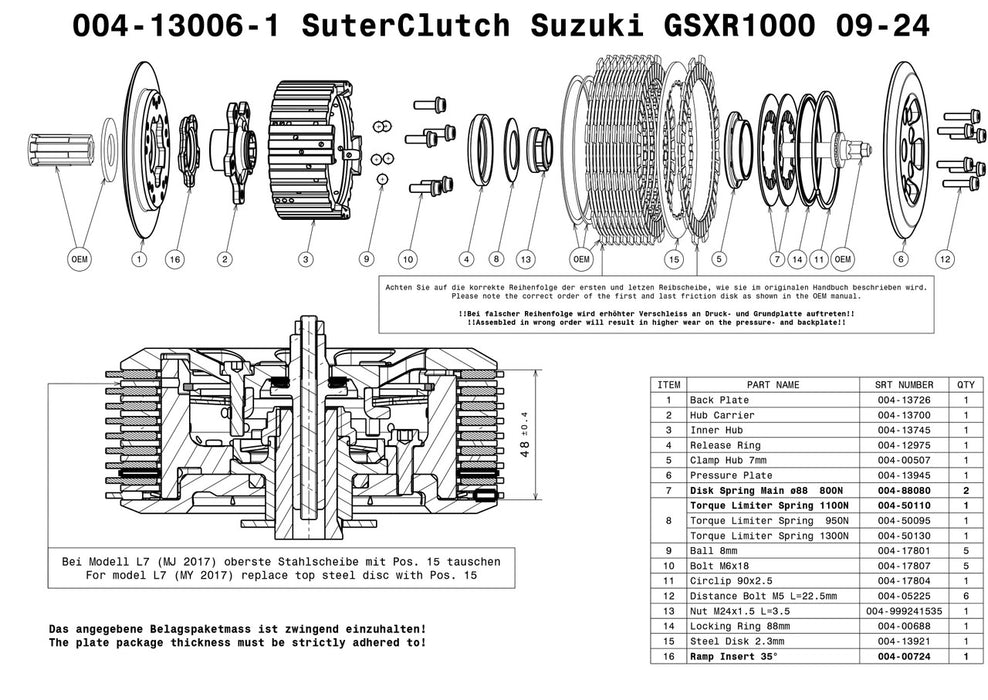 SuterClutch '09-'24 Suzuki GSXR 1000