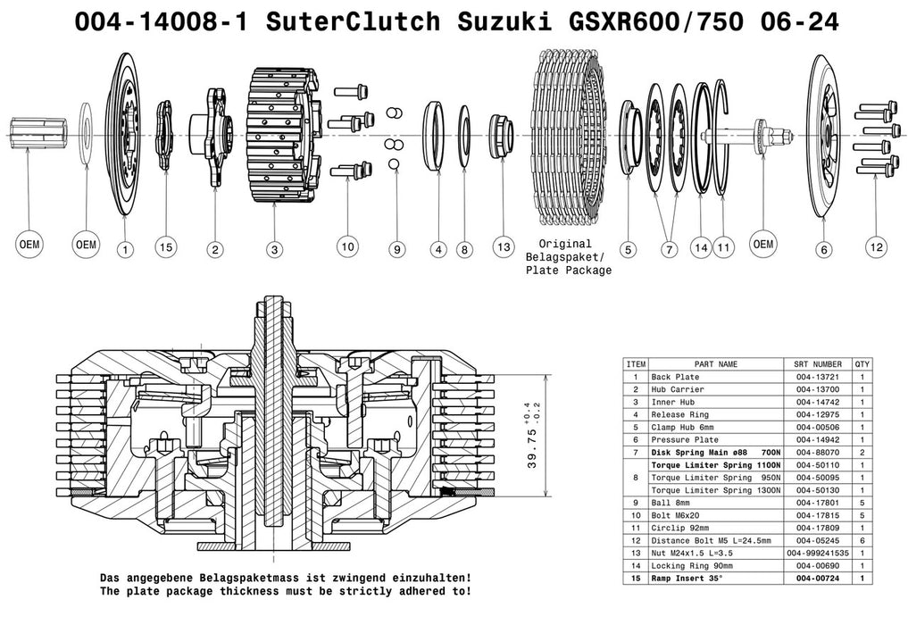 SuterClutch '06-'24 Suzuki GSX-R 600 / 750