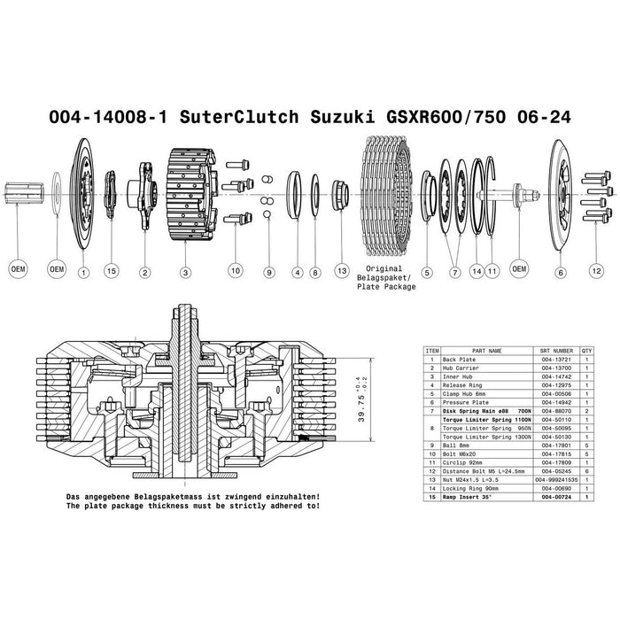 SuterClutch '06-'24 Suzuki GSX-R 600 / 750