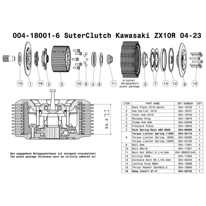 SuterClutch  '04-'23 Kawasaki ZX10R