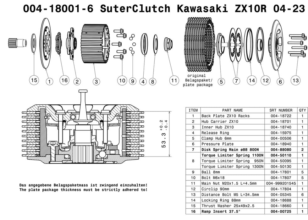 SuterClutch  '04-'23 Kawasaki ZX10R