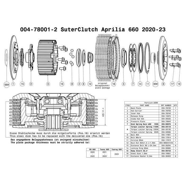 SuterClutch '20-'23 Aprilia RS 660