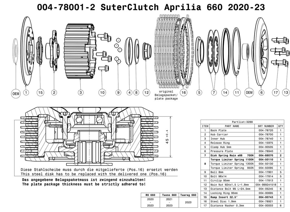 SuterClutch '20-'23 Aprilia RS 660