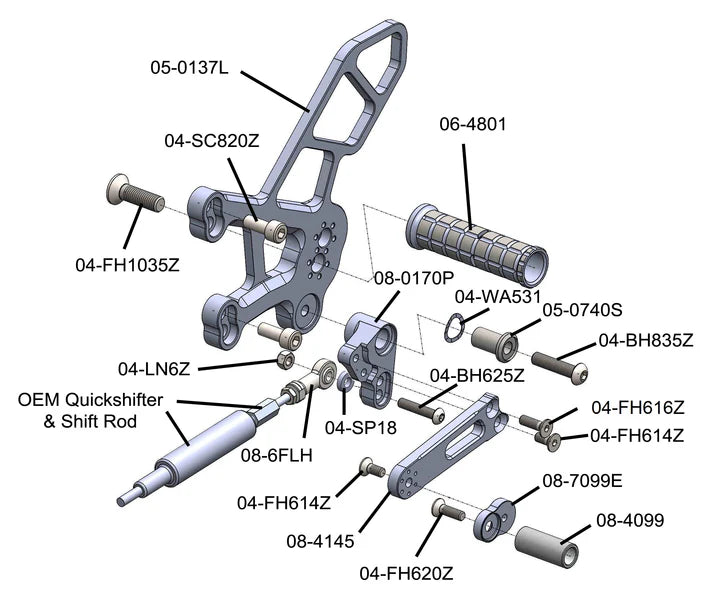 Woodcraft '23 '26 Kawasaki ZX4RR Complete Rearsets