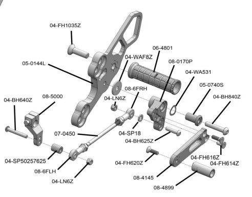 Woodcraft '18 -'24 Kawasaki Ninja 400 / '24 -'26 Ninja 500 Rearsets