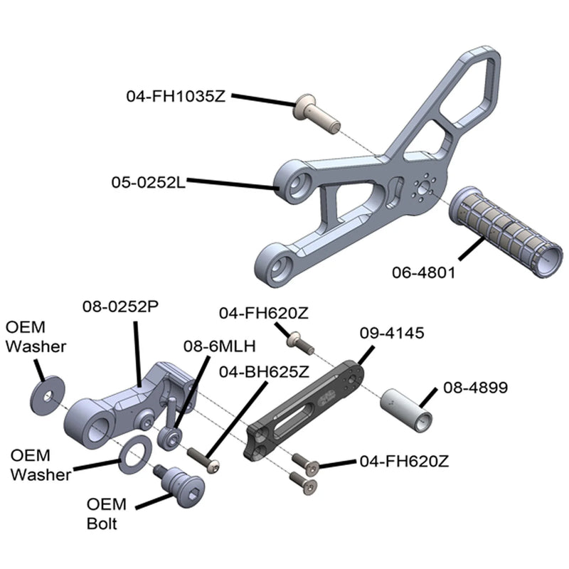 Woodcraft '17 -'26 Suzuki GSXR 1000/R Rearsets (GP or STD shift)