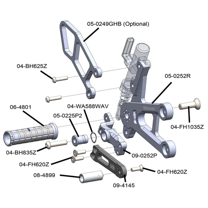 Woodcraft '17 -'26 Suzuki GSXR 1000/R Rearsets (GP or STD shift)