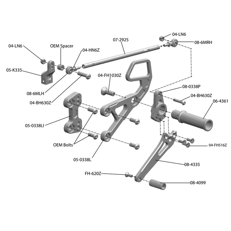 Woodcraft '07 -'26 Honda CBR 600RR Rearsets