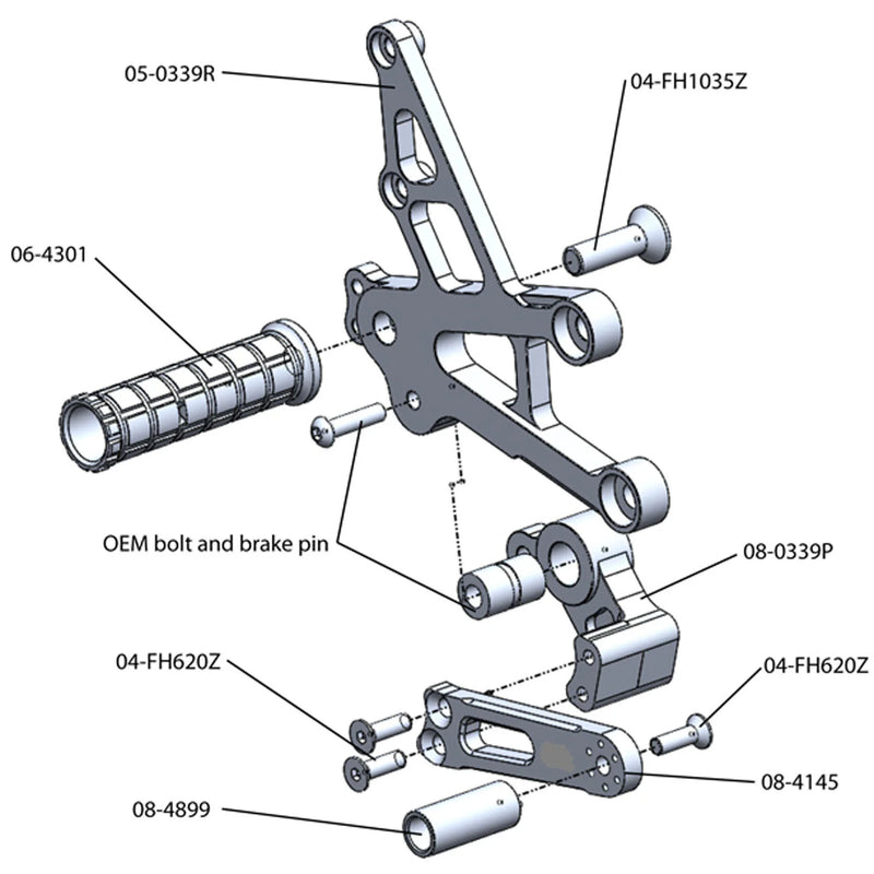 Woodcraft '08 -'16 Honda CBR 1000RR Rearsets