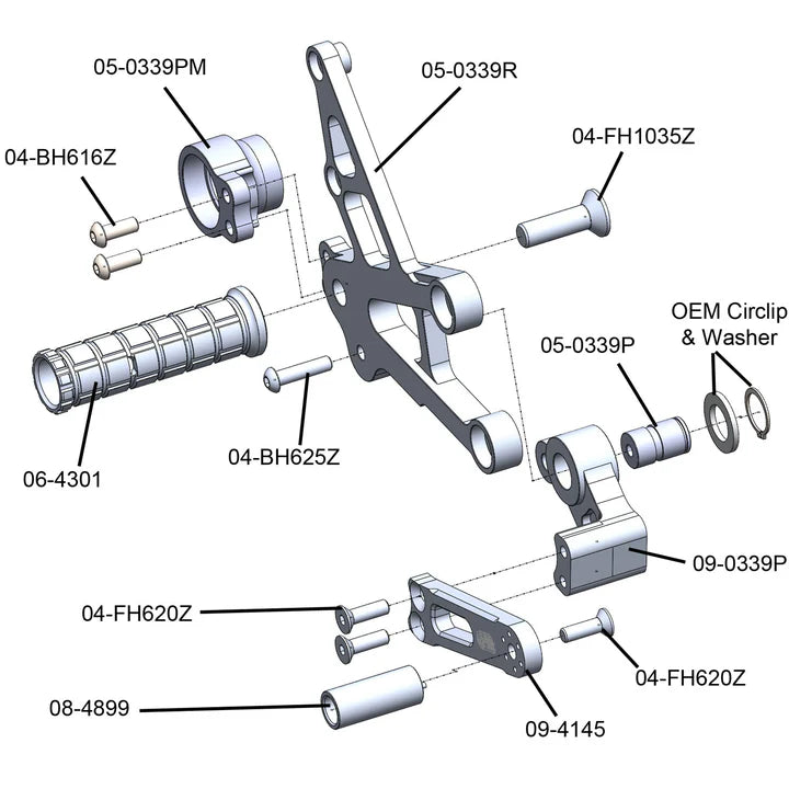 Woodcraft '17 -'25 Honda CBR 1000RR Rearsets