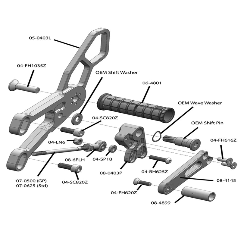 Woodcraft '15 -'26 Yamaha R3 Rearset - STD Shift or GP