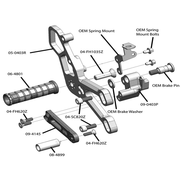 Woodcraft '15 -'26 Yamaha R3 Rearset - STD Shift or GP