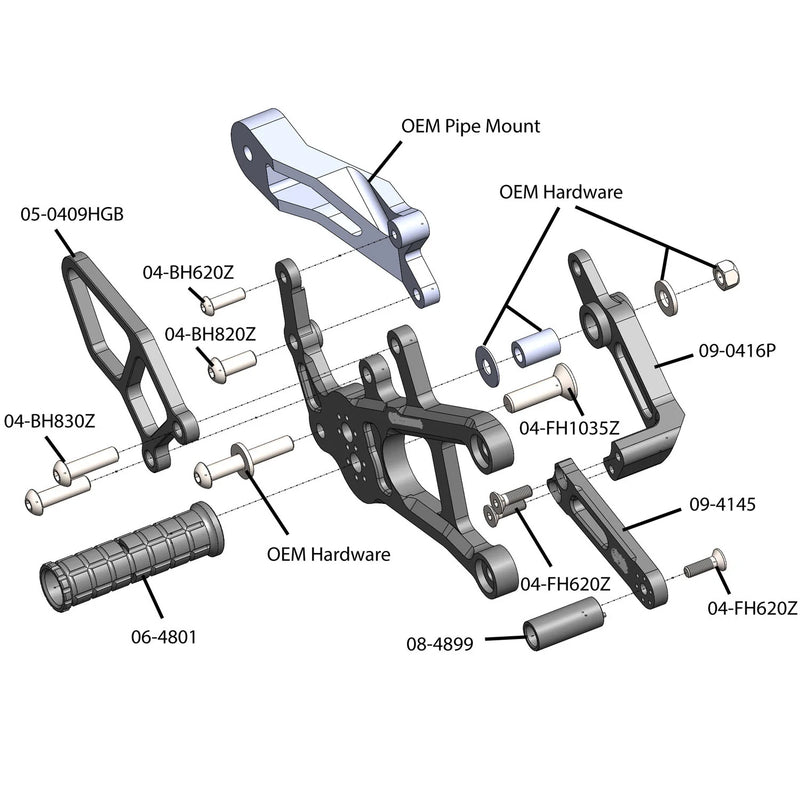Woodcraft '17 -'21 Yamaha MT-10 / '17 FZ-10  Rearsets