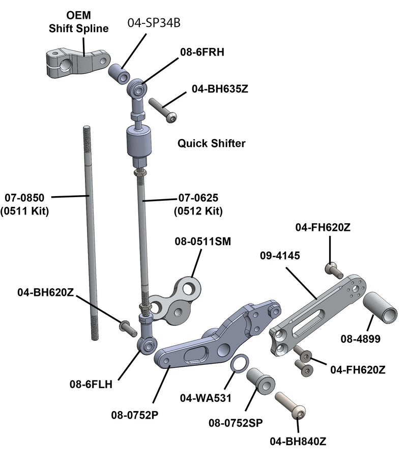 Woodcraft '06 -'12 Triumph 675 / R Rearsets - GP Shift w/o or with QS - RACE ONLY (No Side Stand)