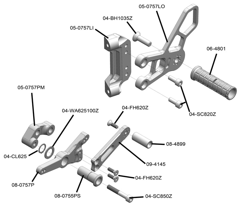 Woodcraft '19 -'26 BMW S1000RR Rearsets