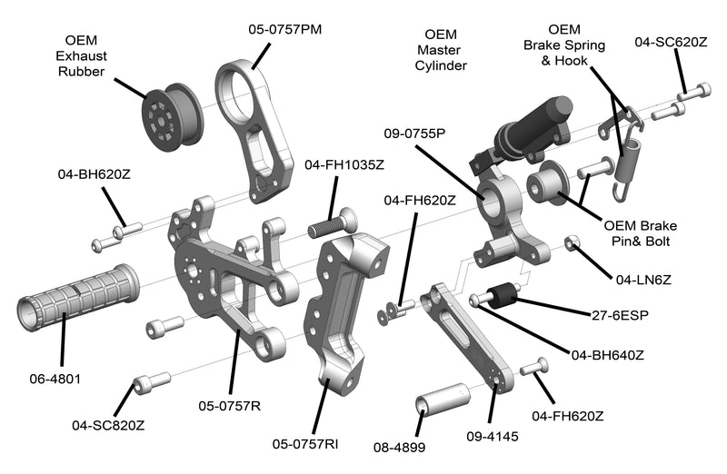 Woodcraft '19 -'26 BMW S1000RR Rearsets