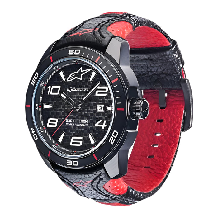 Alpinestars Tech Watch 3H Black Leather-Black/Red