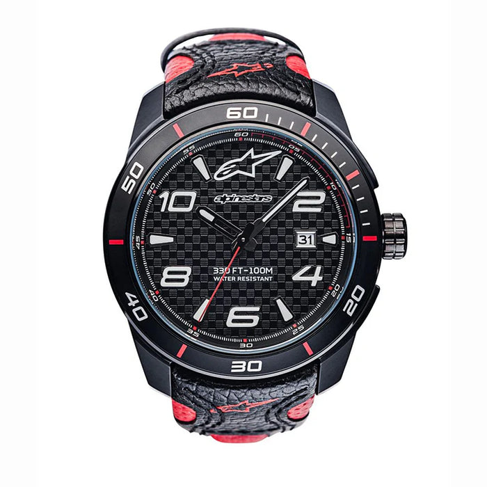 Alpinestars Tech Watch 3H Black Leather-Black/Red