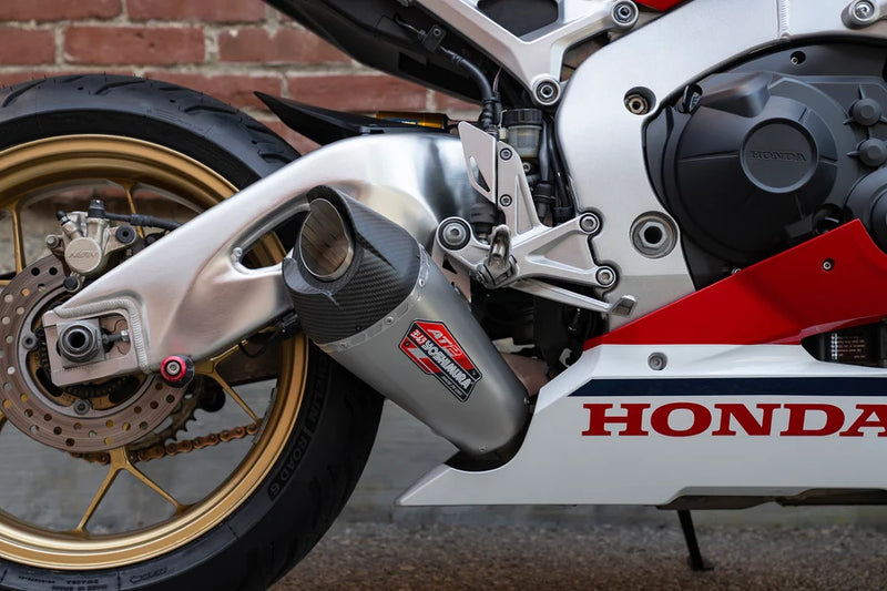 Yoshimura '17 -'26 Honda CBR1000RR/SP/SP2 AT2 Stainless Slip-On Exhaust, w/ Stainless Muffler