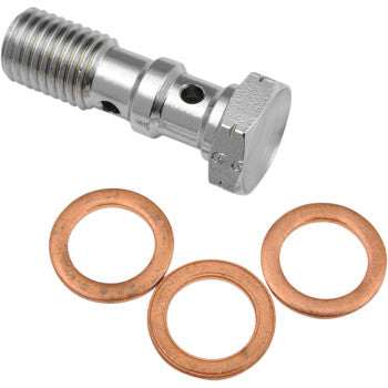 Perno de banjo - M10 x 1,25 - Doble - Cromado