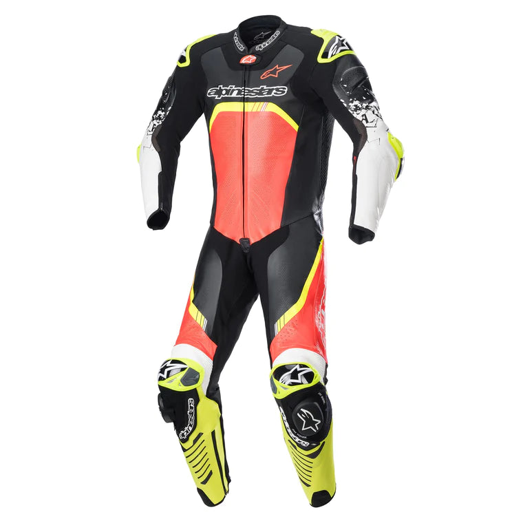 Traje técnico ALPINESTARS GP v4: negro/rojo fluorescente/amarillo fluorescente