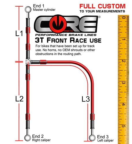 Core Moto 3T Custom Front Brake Kit '19+ BMW S1000RR / '21 M1000RR (NON- ABS 2" Stretch)