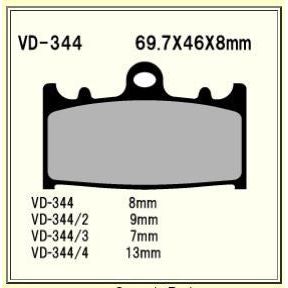 Pastilla de freno de carreras VESRAH RJL SUZUKI/KAWASAKI VD-344RJL (VER AJUSTE A CONTINUACIÓN)