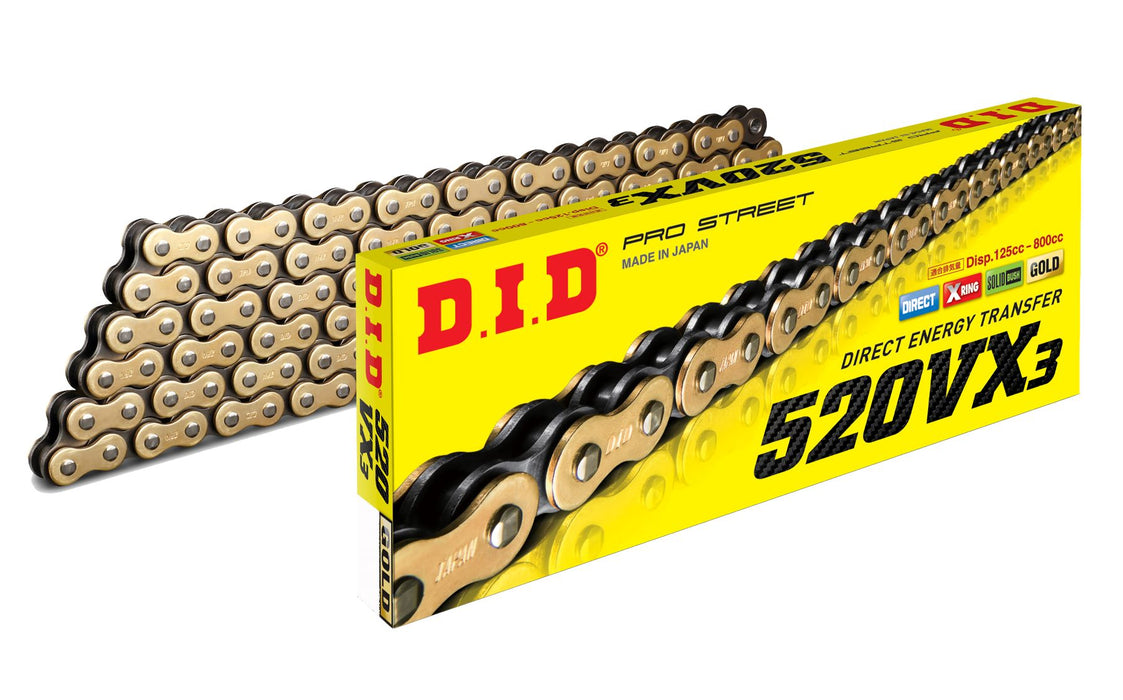 D.I.D. 520 VX3 Pro Street Series Gold Plated X-Ring chain - 120 Link