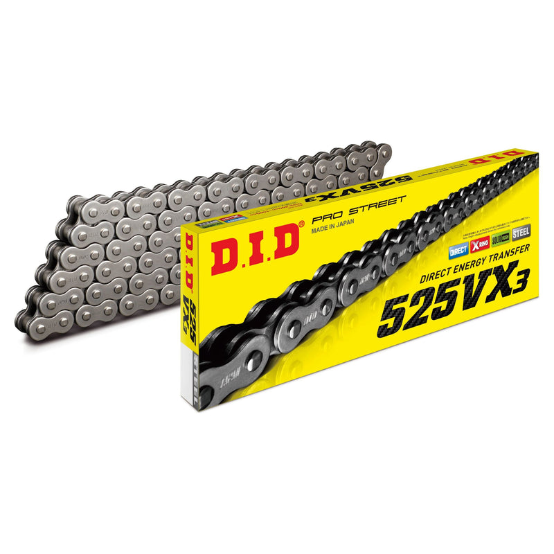 Cadena DID 525 VX3 con revestimiento natural y anillo en X, 120 eslabones