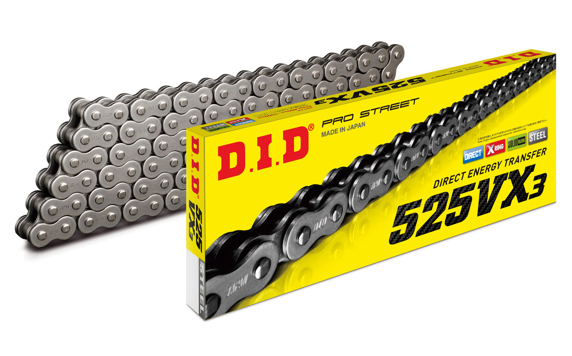 D.I.D. 525 VX3 Natural Plated X-Ring Chain - 120 Link