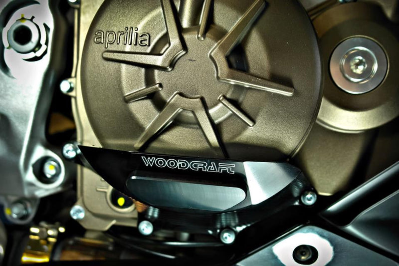 Woodcraft '09 -'25 Aprilia RSV4/Tuono V4 RHS Clutch Cover Protector w/ Skid Pad
