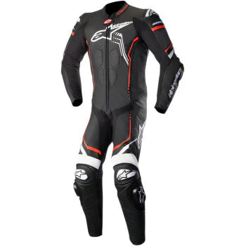 Mono de cuero de una pieza ALPINESTARS GP Plus v2 - Negro/rojo fluorescente - Talla 44 de EE. UU. / 54 de UE