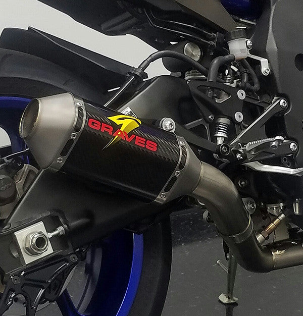 Graves '15-'24 Yamaha R1 Full Titanium Exhaust System with Carbon or Titanium Silencer