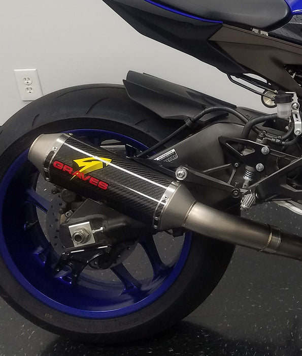 Graves '15-'24 Yamaha R1 Full Titanium Exhaust System with Carbon or Titanium Silencer