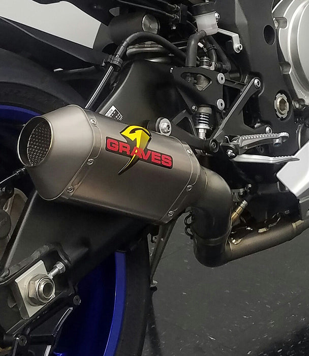 Graves '15-'24 Yamaha R1 Full Titanium Exhaust System with Carbon or Titanium Silencer