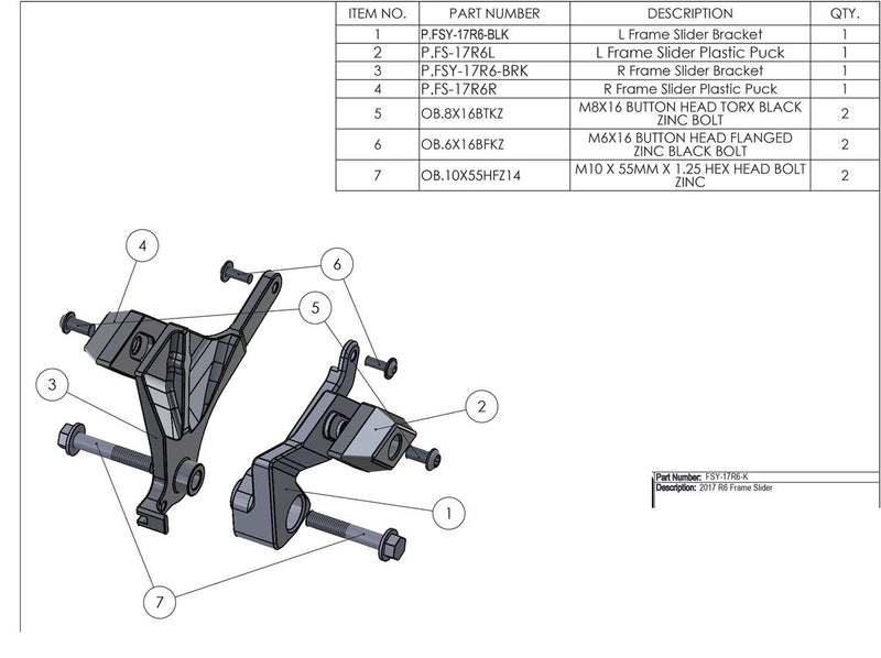 Graves '17 -'25 Yamaha R6 Diamond Frame Sliders