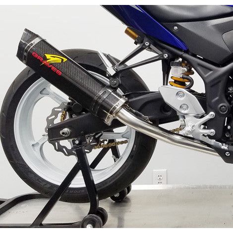 Sistema de escape eliminador de catalizador para Yamaha R3 de Graves '15-'23 