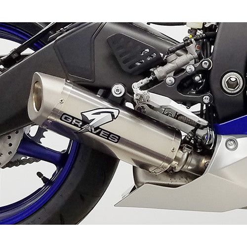 Escape Cat-Back Slip-on de carbono/titanio/titanio azul eléctrico para Yamaha R6 de Graves '17>