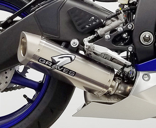 Graves '17> Yamaha R6 Cat-Back Slip-on Carbon/Titanium/Titanium Electric Blue Exhaust