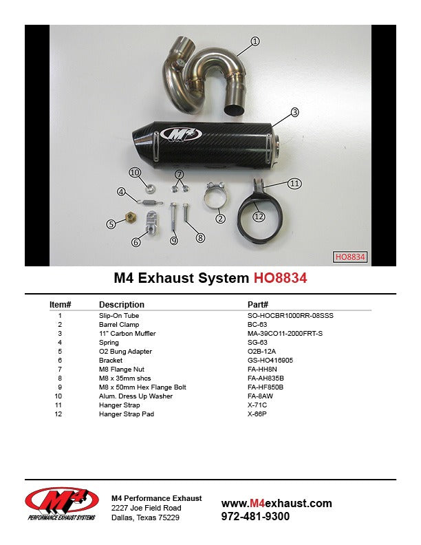 M4 Street Slayer Slip-On with Carbon or Titanium Canister '08-'16 Honda CBR1000RR