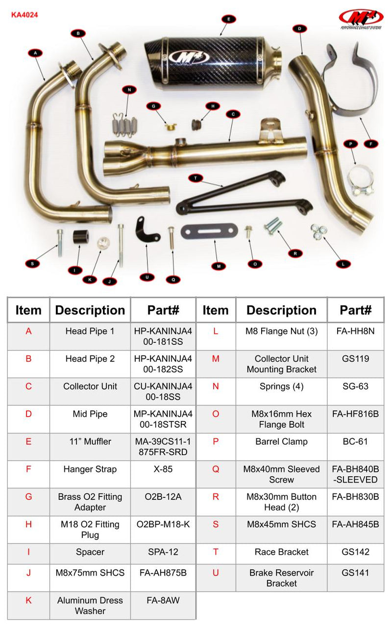 M4 Full System With X96 Carbon Canister '18-'25 Kawasaki Ninja 400/500/Z