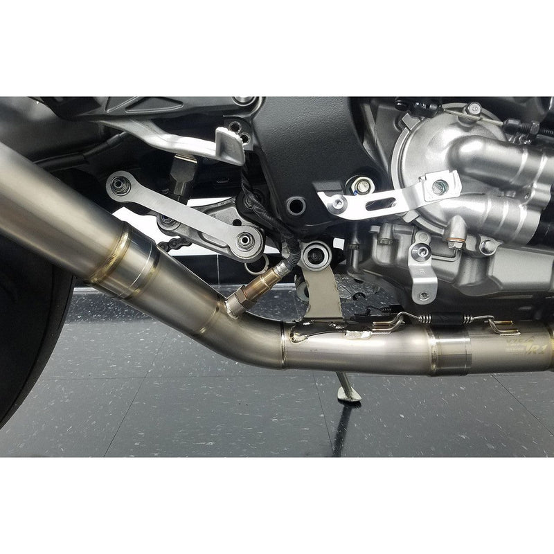 Sistema de escape completo de titanio Graves '15-'24 Yamaha R1 con silenciador de carbono o titanio