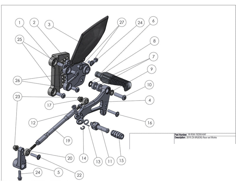 Graves Motorsports WORKS '19-'23 Kawasaki ZX-6R Adjustable Rearsets
