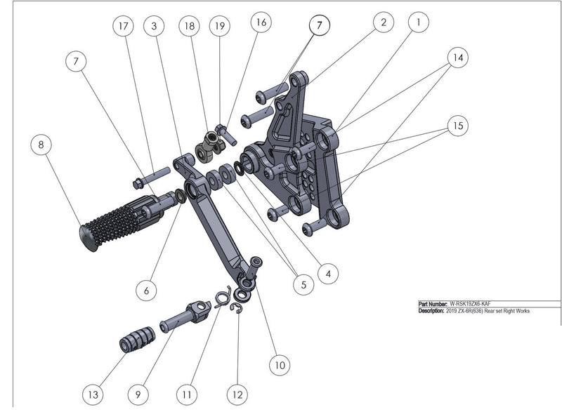 Graves Motorsports WORKS '19-'23 Kawasaki ZX-6R Adjustable Rearsets