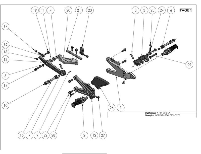 Graves Motorsports Yamaha R6 WORKS Rearsets Fixed '08 -'22 Yamaha R6