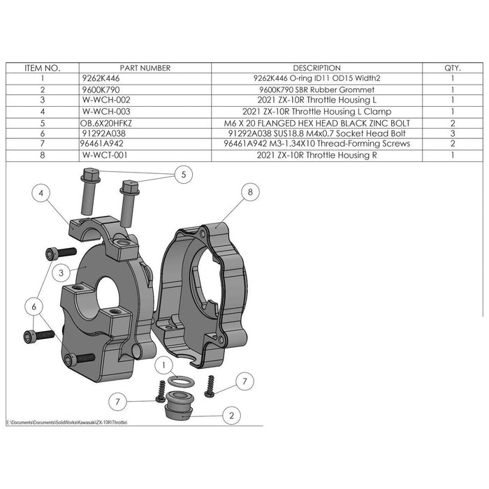 Graves Throttle Tube Housing 2021 + Kawasaki ZX-10R  / 2023 + ZX-4RR