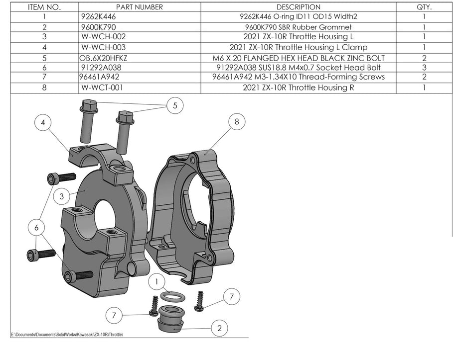 Graves Throttle Tube Housing 2021 + Kawasaki ZX-10R  / 2023 + ZX-4RR